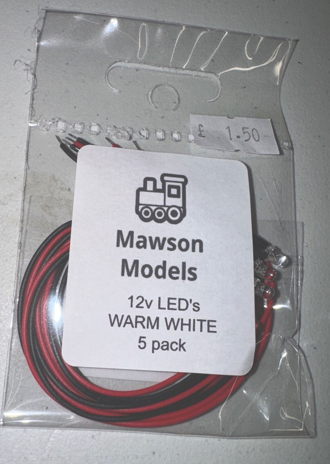 MAWSON MODELS Warm White 12V LED's 3mm (5 Pack) 3LED