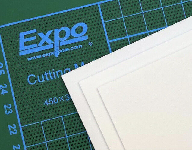1mm (40 Thou) Thick White Polystyrene Sheets Pack Contains 3 Sheets 228x330mm