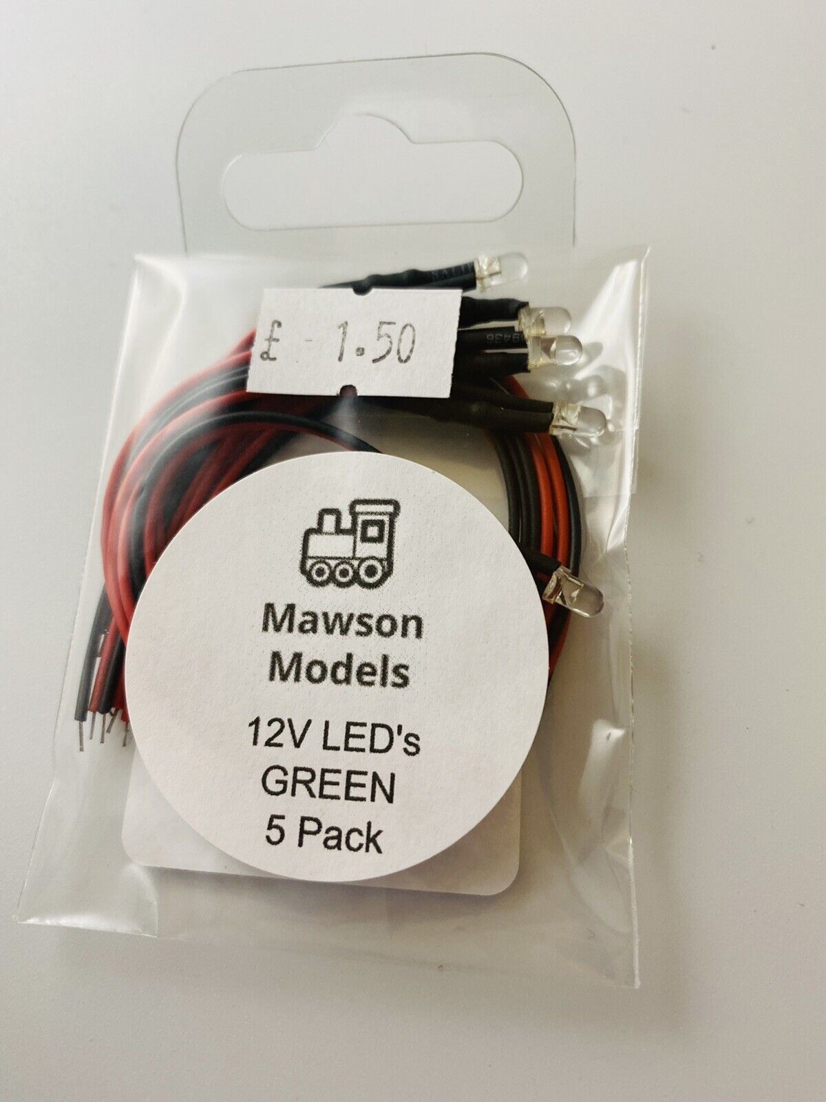 MAWSON MODELS Green 12V LED's 3mm (5 Pack) 3LED