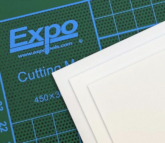 0.50mm (20 Thou) Thick White Polystyrene Sheets Pack Contains 3 Sheets 228x330mm