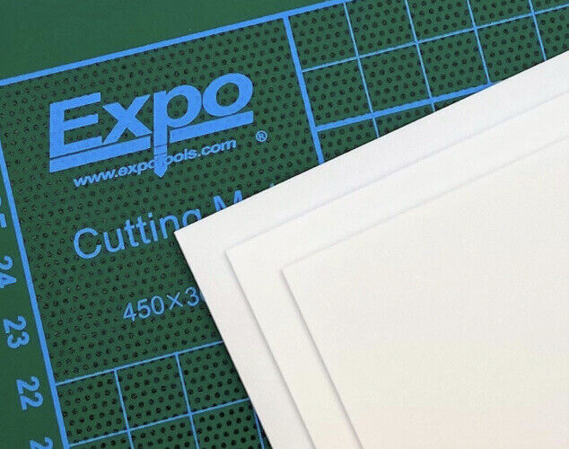 1.5mm (60 Thou) Thick White Polystyrene Sheets Pack Contains 3 Sheets 228x330mm