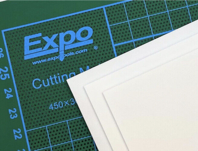 0.75mm (30 Thou) Thick White Polystyrene Sheets Pack Contains 3 Sheets 228x330mm