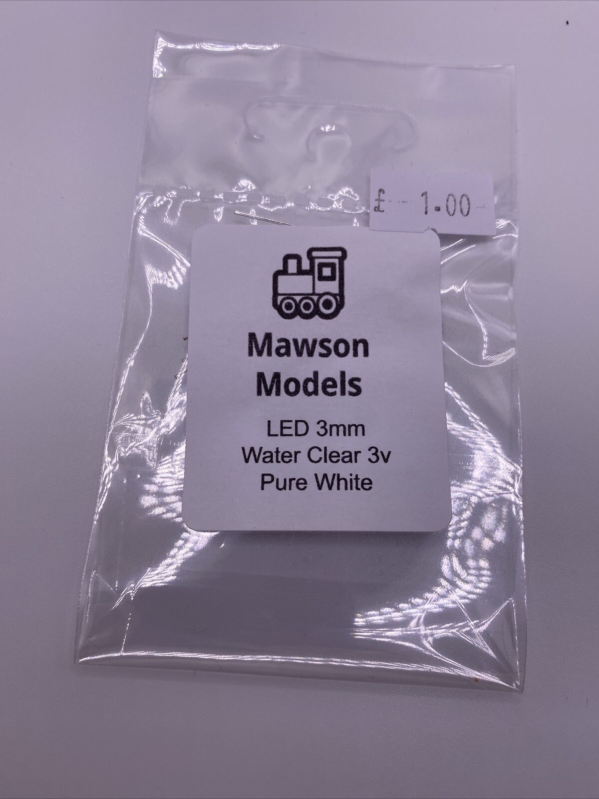 LED 3mm Water Clear 3v Pure White (5 pack)