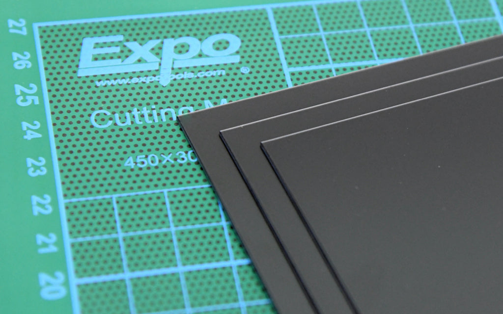 2mm (80 Thou) Thick Black Polystyrene Sheets Pack Contains 3 Sheets 228x330mm