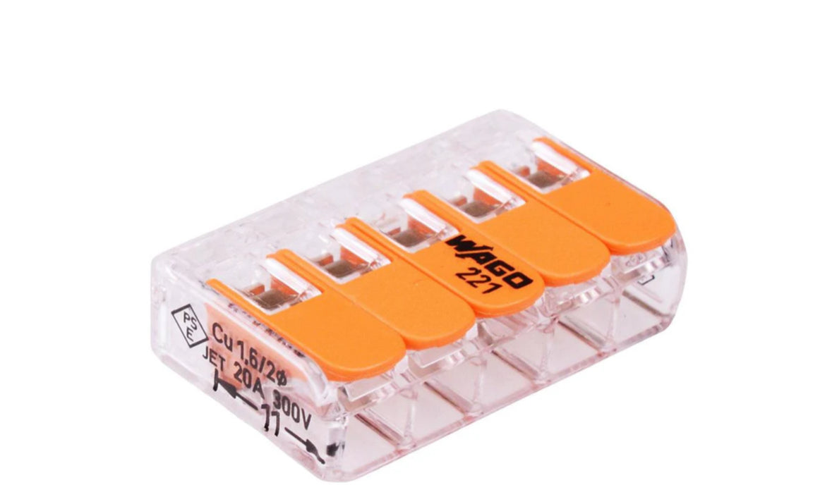 Wago 5-Way Compact Lever Connector Pack of 5