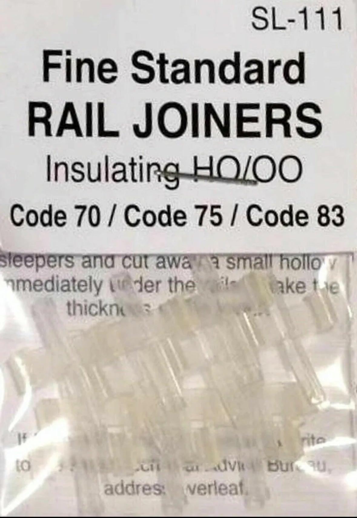 PECO SL-111 Fine Standard Rail Joiners Insulated for HO/OO Suitable For Code 70/75/83
