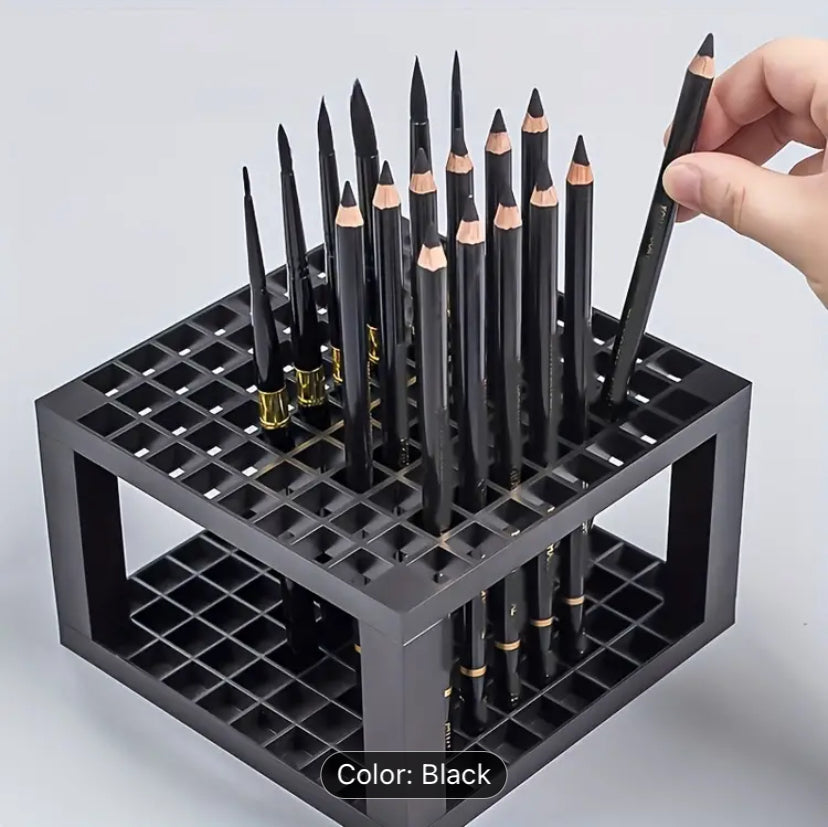96 Slot Black Plastic Art Brush Organizer/ Paint Stand