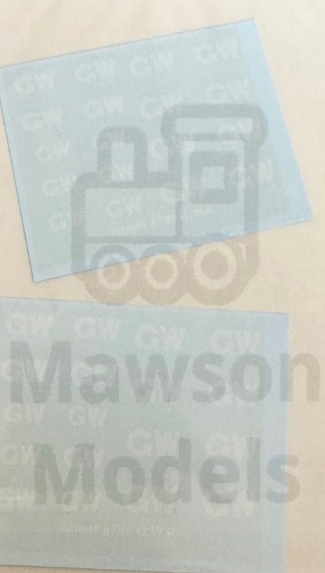 OTW 4709. GWR large initials water transfer decals.