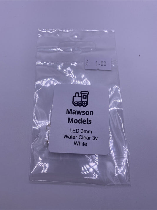 LED 3mm Water Clear 3v White (5 pack)