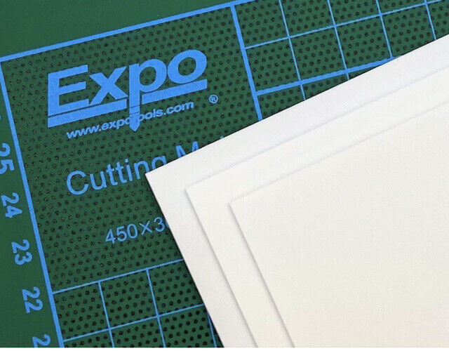 0.25mm (10 Thou) Thick White Polystyrene Sheets Pack Contains 3 Sheets 228x330mm