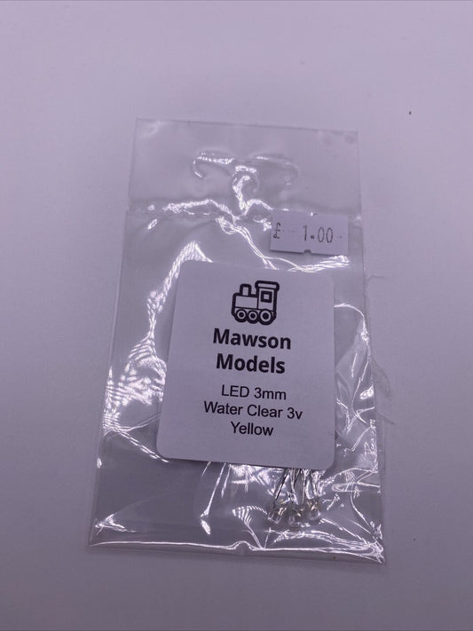 LED 3mm Water Clear 3v Yellow (5 pack)