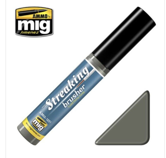 STREAKING Brusher Cold Dirty Grey 10ml Brush in cap Ammo By Mig Jimenez