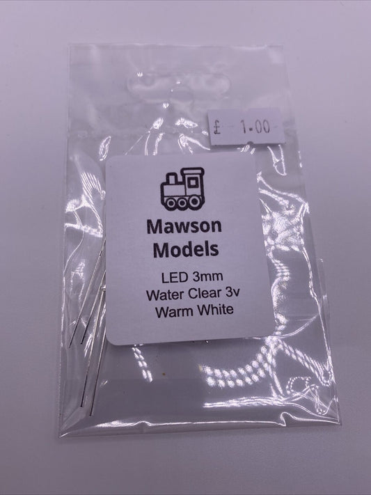 LED 3mm Water Clear 3v Pure Warm White (5 pack)