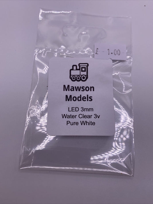 LED 3mm Water Clear 3v Pure White (5 pack)