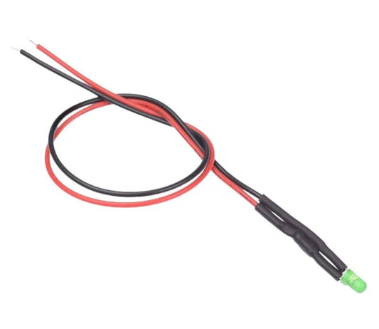 MAWSON MODELS 12V Diffused Green LED's 3mm (5 Pack) 3LED