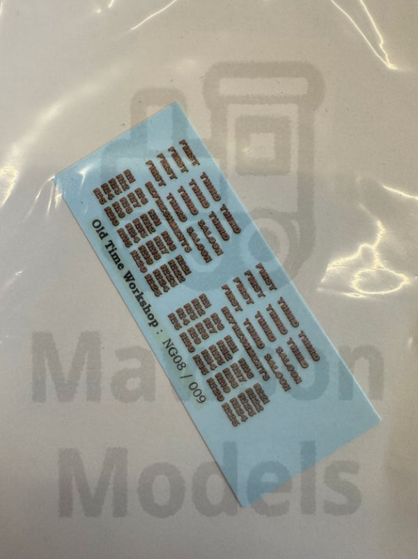 OTW NG008/009 Talyllyn coaches water transfer decals.