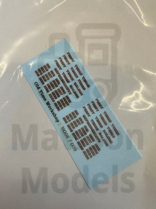 OTW NG008/009 Talyllyn coaches water transfer decals.