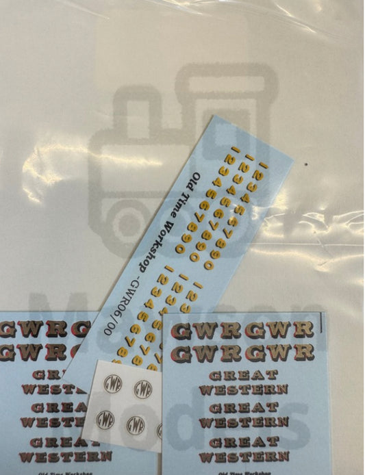OTW GWR01/00 GWR Insignia water transfer decals.