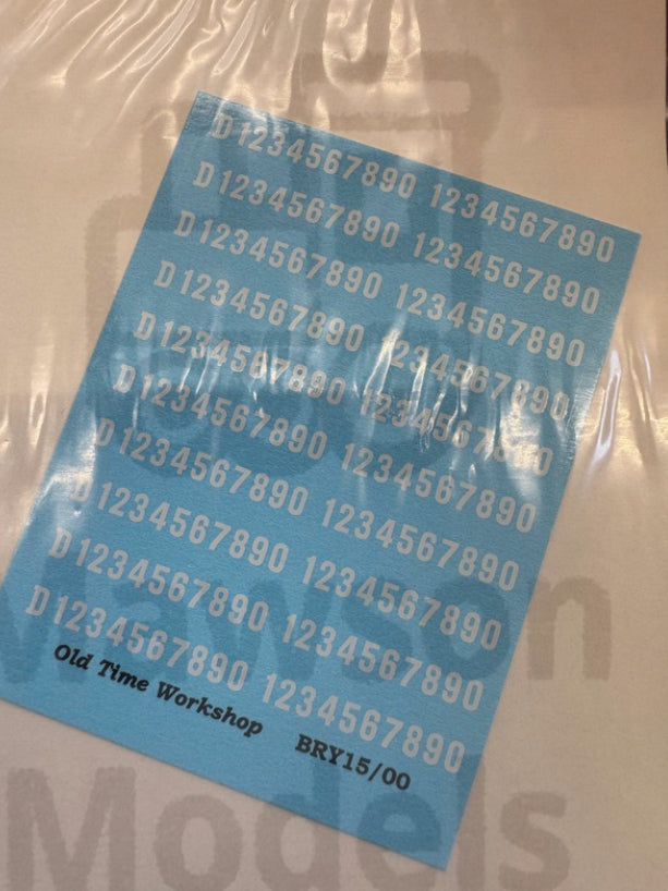 OTW BRY15/00 Diesel and Electric Cabside Numericals water transfer decals.