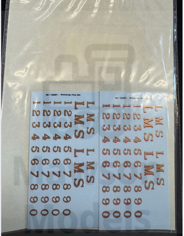 OTW LMS01/00 Lettering and Numbers Water transfer decals – Mawson Models