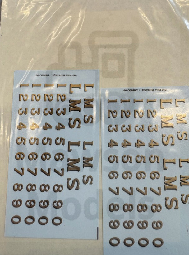 OTW LMS02/00 lettering and numbers water transfer decals.