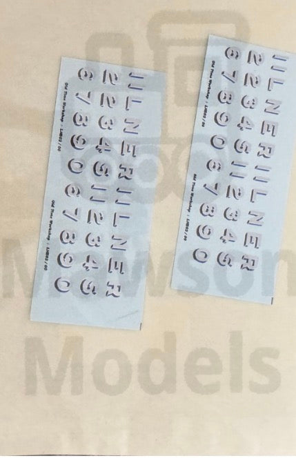 OTW LNE04/00. 00 gauge (4mm) LNER Cabside numerals Water decals.